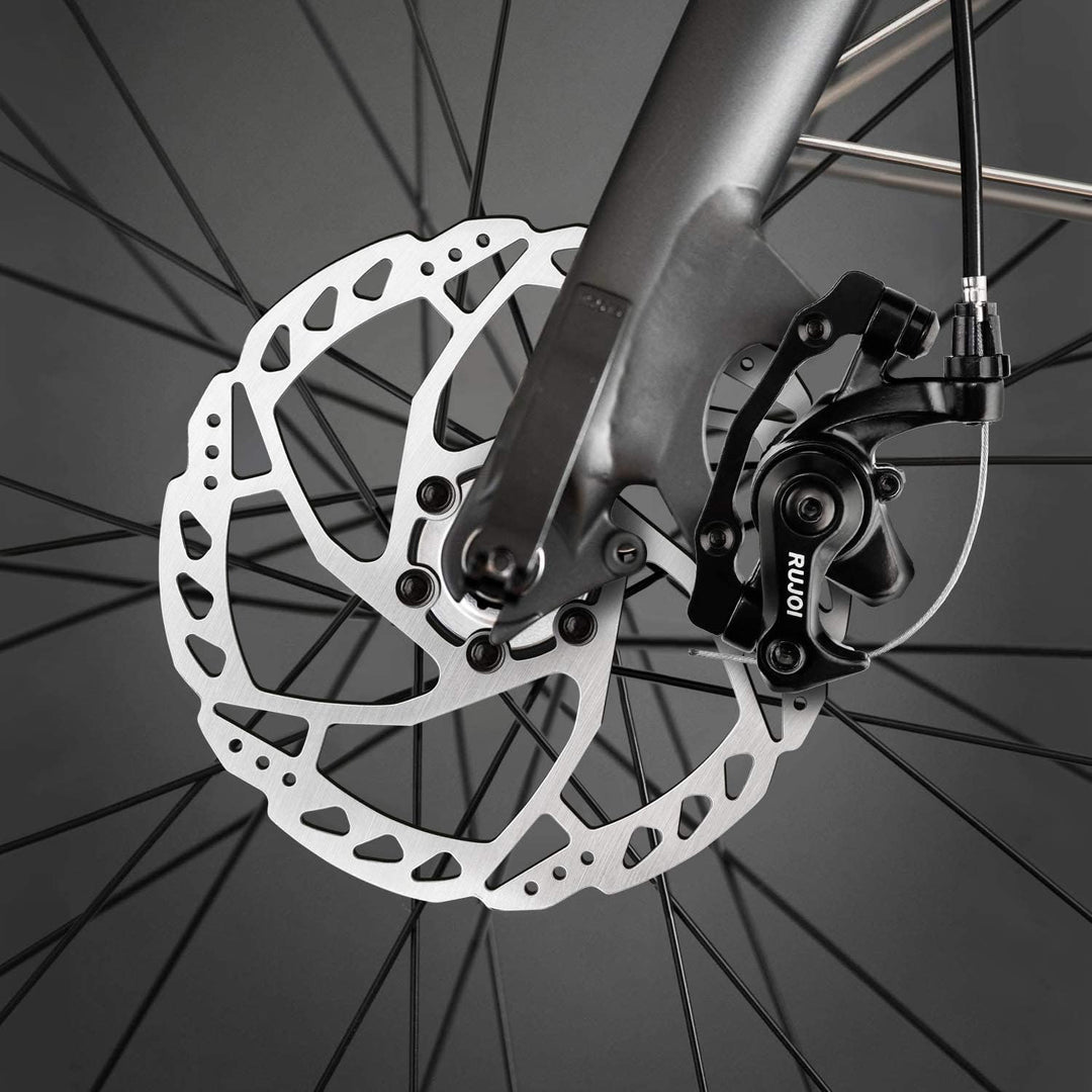 RUJOI Fahrrad-Scheibenbremsen-Kit, Aluminium-Vorder- und Hinterrad-Bremssattel, 160-mm-Rotor, werkze