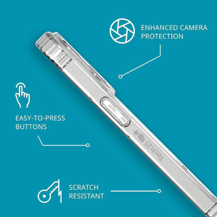 Tech 21 iPhone 14 Pro Evo Clear Kompatibel mit MagSafe - Kratzfeste, Stossdämpfend Clear Phone Case