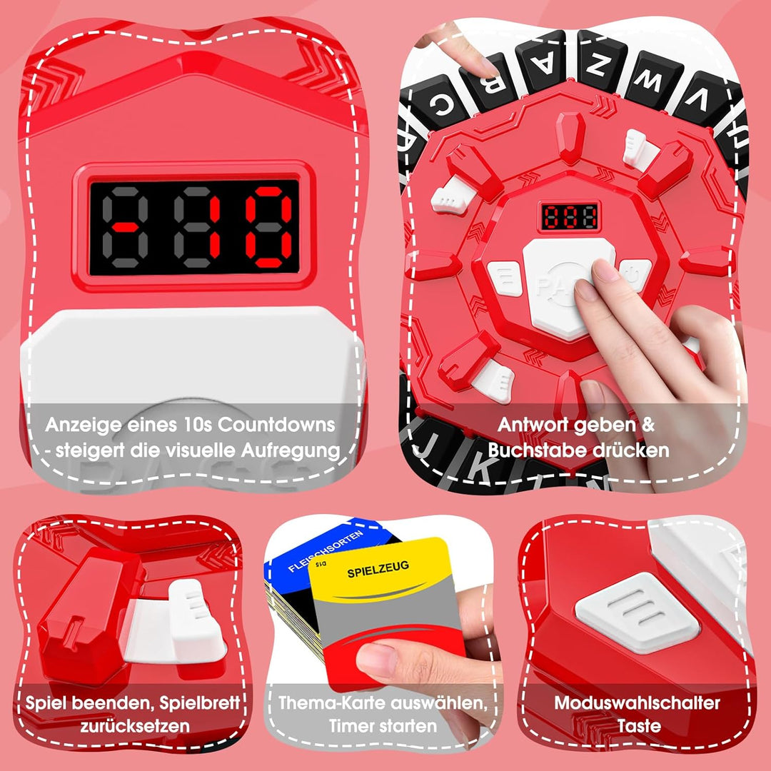 Rasende Wörter Deutsch mit 24 Tasten, Wortspiel mit Timer,Buchstabenspiel,Wörterspiel für Kinder und
