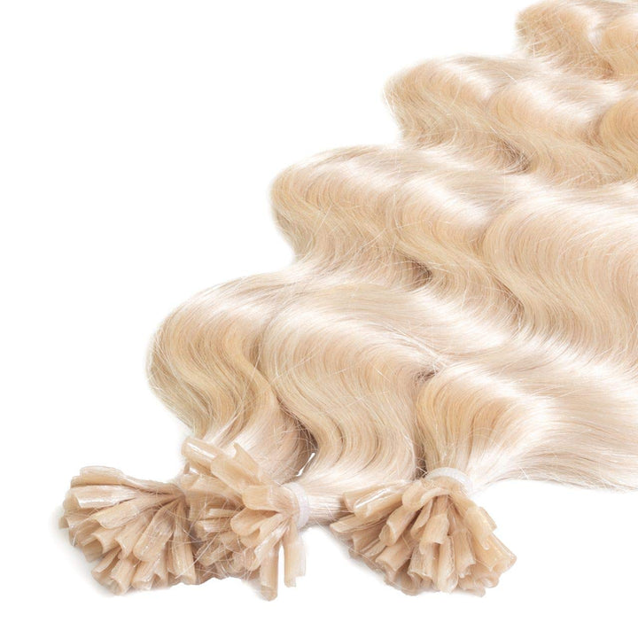hair2heart Premium Extensions Echthaar Bondings Gewellt - 50 Strähnen 1g 60cm 10/0 hell-lichtblond #