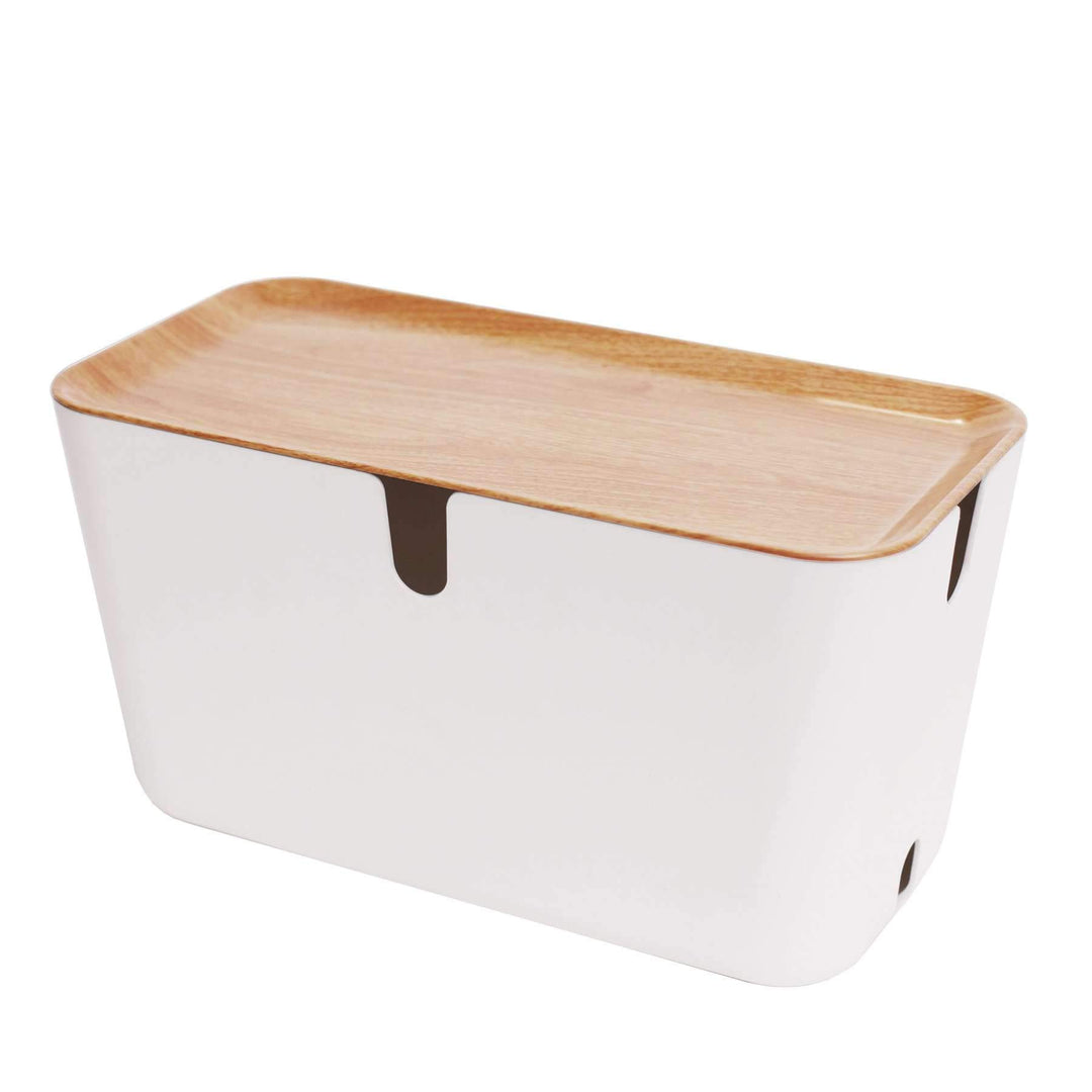 Bosign Kabelbox Hideaway XXL, Kunststoff, weiss, naturbraun, B 46 x T 21,5 x H 24,5 cm, Weiss, Natur