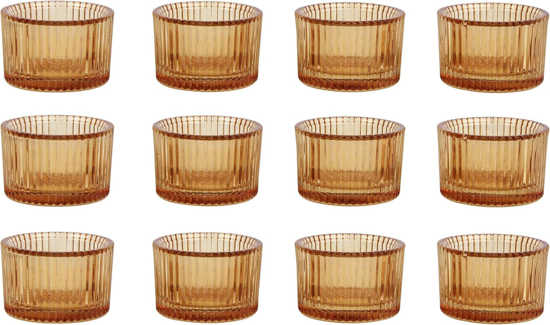 HofferRuffer Teelichthalter, 12 Stück, Glas-Teelichthalter für Abendessen, Hochzeit, Party, Weihnach