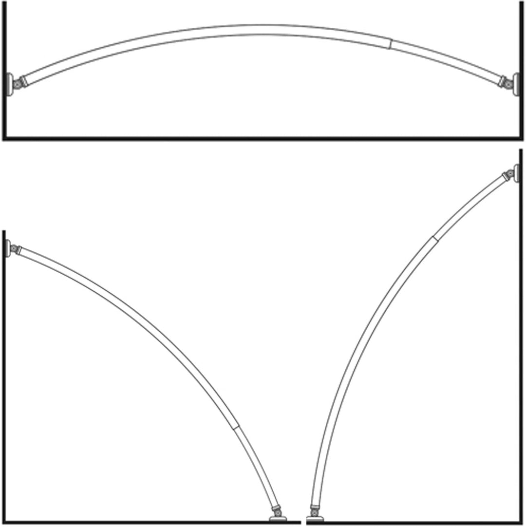 ALU AUSZIEHBAR Oval Winkelstange + 2 Schrägwand Adapter Bogenstange Chrom Stange/Zwischen zwei Wände