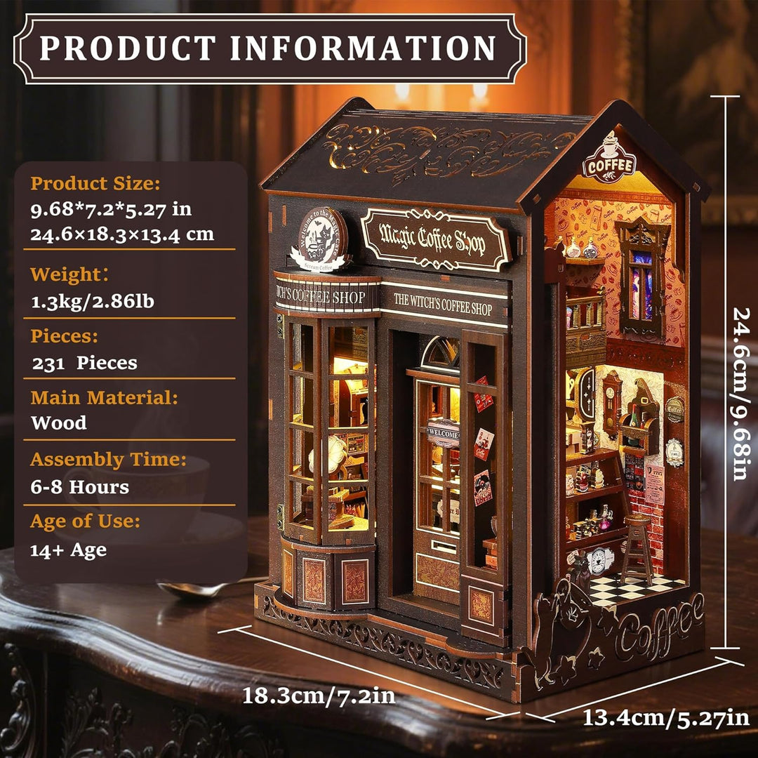 Book Nook Kit für Erwachsene: LUMYCE Holzpuzzle DIY Miniatur Haus 3D Puppenhaus - Buchstütze für Büc