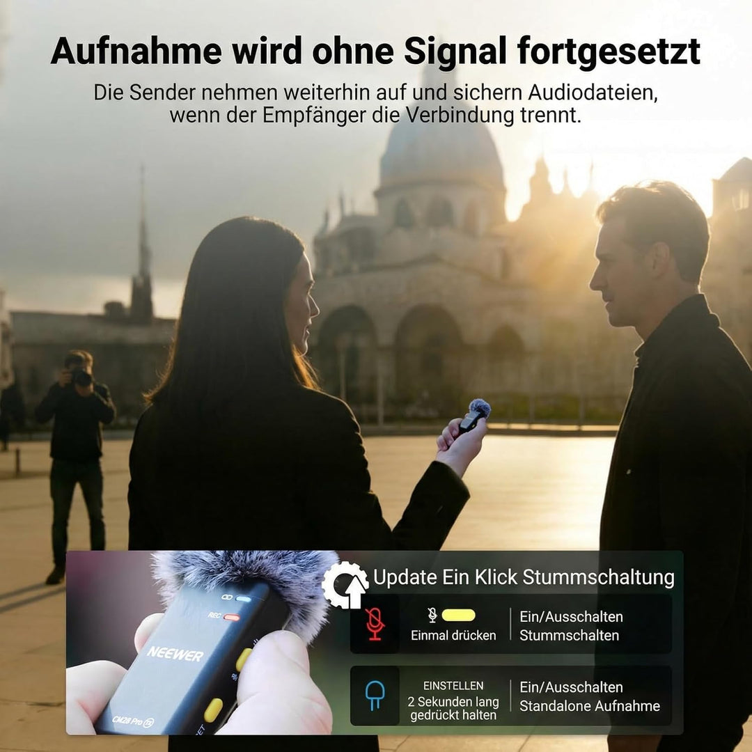NEEWER CM28 PRO Drahtloses Lavalier Ansteckmikrofon System mit Ladekoffer 48KHz 16 Bit Unkomprimiert