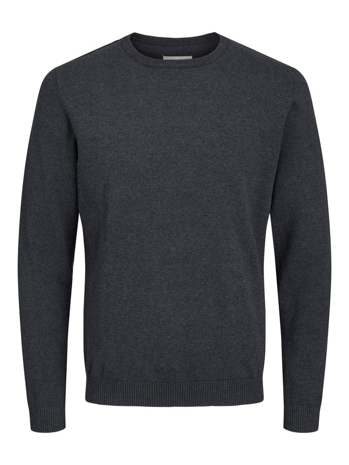 JACK & JONES Male Strickpullover Einfarbig Strickpullover 3XL Dark Grey Melange, 3XL Dark Grey Melan