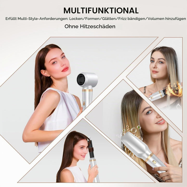 Souvik Hair Tool Set Multifunktionaler mit Warmluftbürste, Ionen Haarföhn, Lockenstab Automatisch, F