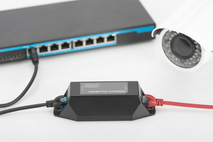 DIGITUS PoE+ Repeater - Reichweite +100 m - Kaskadierkar bis 500 m Gesamtreichweite (4 Geräte) - PoE