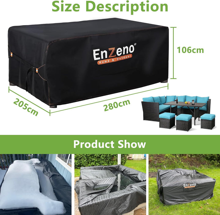Enzeno Abdeckung Gartenmöbel Wasserdicht,280X205X106cm Gartenmöbel Abdeckplane,420D Oxford Gewebe Lo
