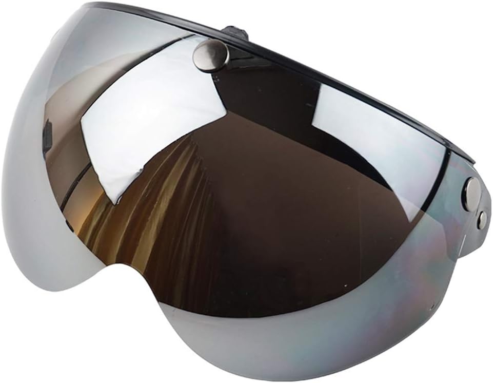 Wopohy Helmvisier Universelles 3 Druckknopf Winddichtes Sonnenschutz Halbgesicht-Retro Motorradhelm