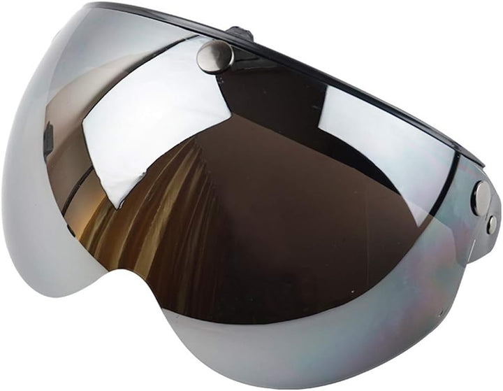 Wopohy Helmvisier Universelles 3 Druckknopf Winddichtes Sonnenschutz Halbgesicht-Retro Motorradhelm