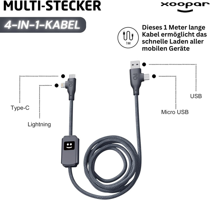 Xoopar Mehrfach-USB-Kabel 3-in-1 Schnellladegerät 100W Kompatibel Mit Allen Smartphones, Universelle