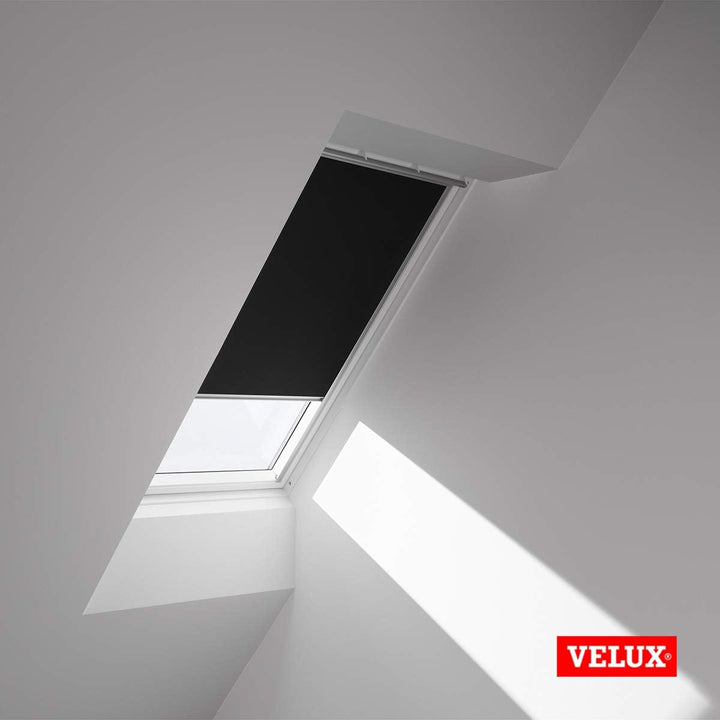 VELUX Original Dachfenster Verdunkelungsrollo für M06, Schwarz, mit Grauer Führungsschiene