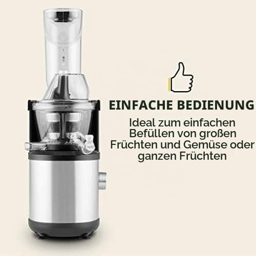 Klarstein Fruitberry, Entsafter, vertikale Saftpresse, extrem feine Edelstahl-Mikrosieb, Slow Juicer