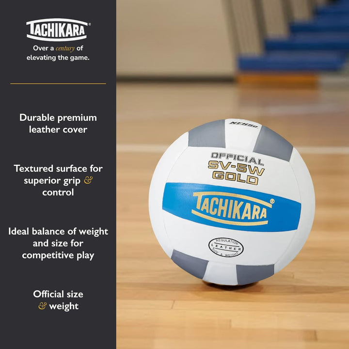 Tachikara SV5W Gold Competition Premium Leather Volleyball Weiss, Weiss