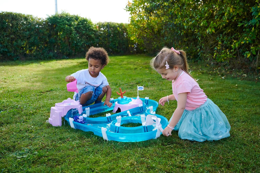 AquaPlay Meerjungfrau Wasserbahn - Outdoor-Wasserspiel mit Bahn, Boot und 2 Spiel-Figuren in Meerjun