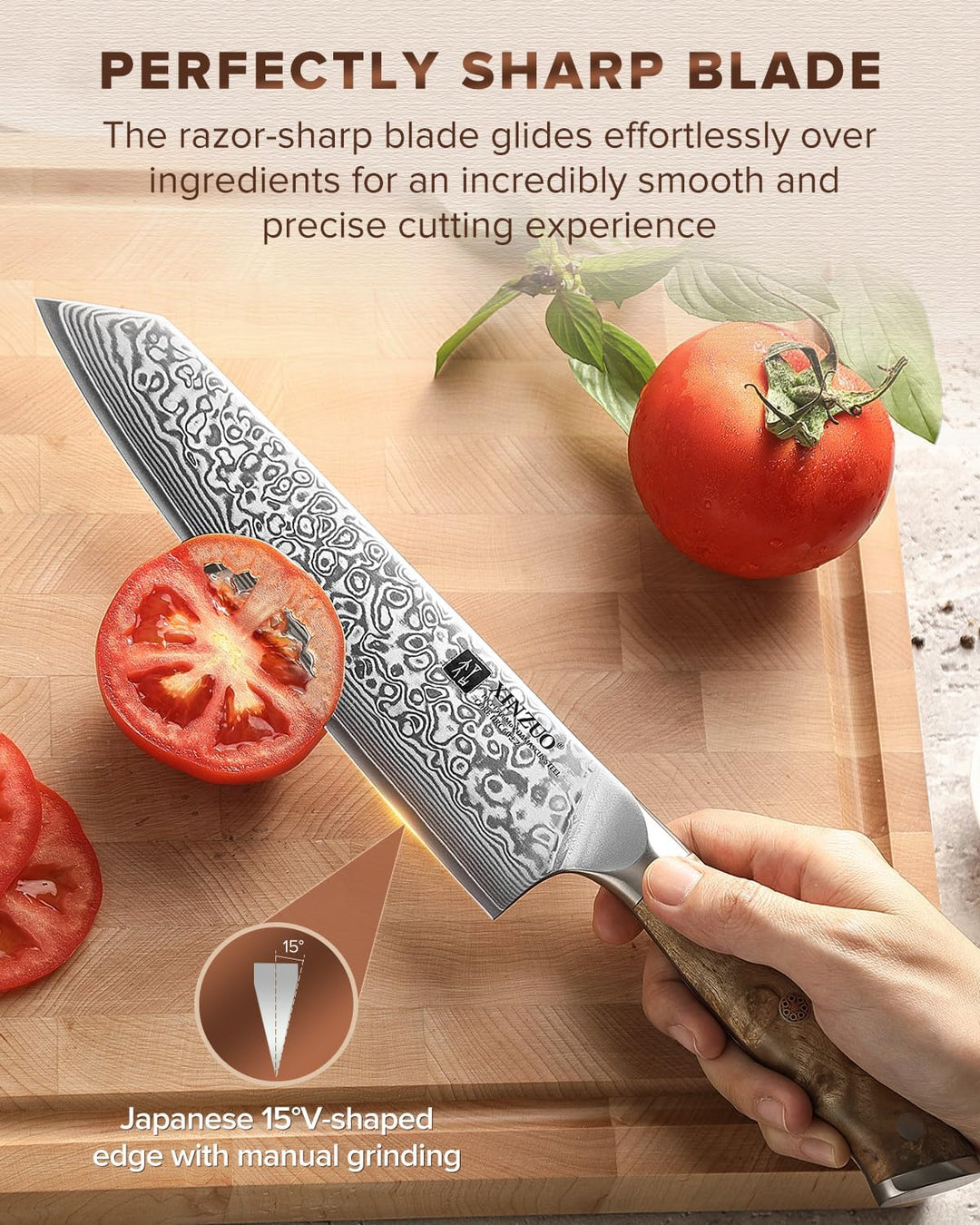 XINZUO Damaststahl 21cm Kiritsuke Kochmesser -Schärfe und Haltbarkeit Damaszener Stahl Küchen Chefme