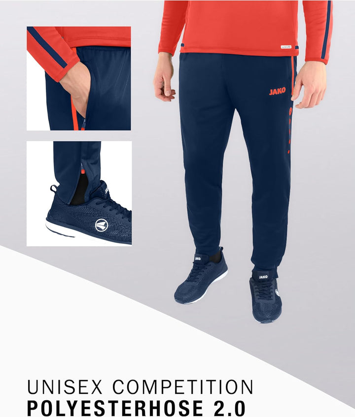 JAKO Herren Jacke Competition 2.0, royal/marine, XXL, 9318 L Navy/Flame, L Navy/Flame