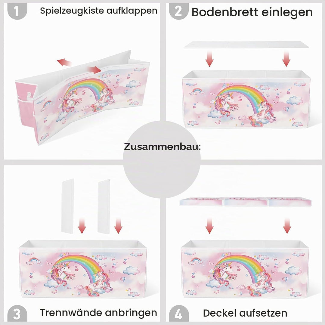 omedecal Spielzeugkiste Aufbewahrungsbox mit Deckel Kinder 96 x 32 x 40 cm, Faltbare und Platzsparen