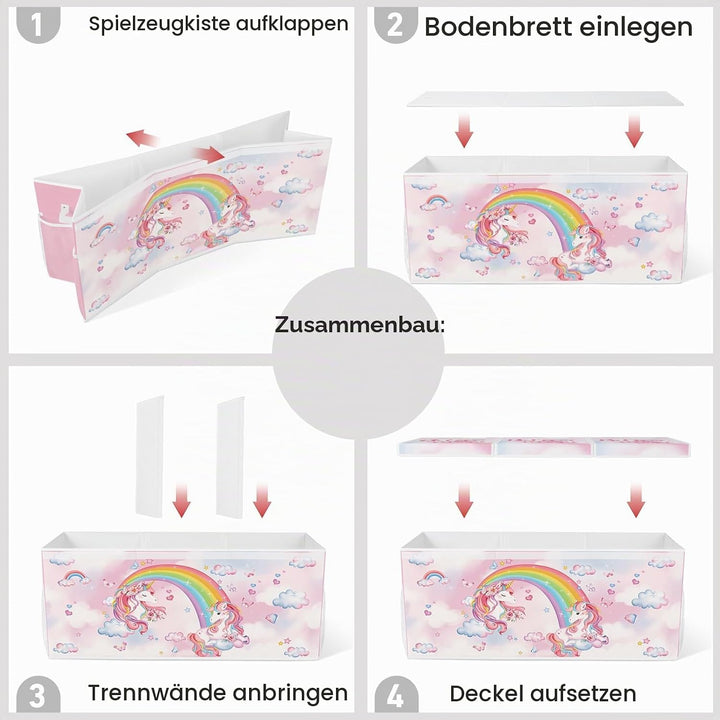 omedecal Spielzeugkiste Aufbewahrungsbox mit Deckel Kinder 96 x 32 x 40 cm, Faltbare und Platzsparen
