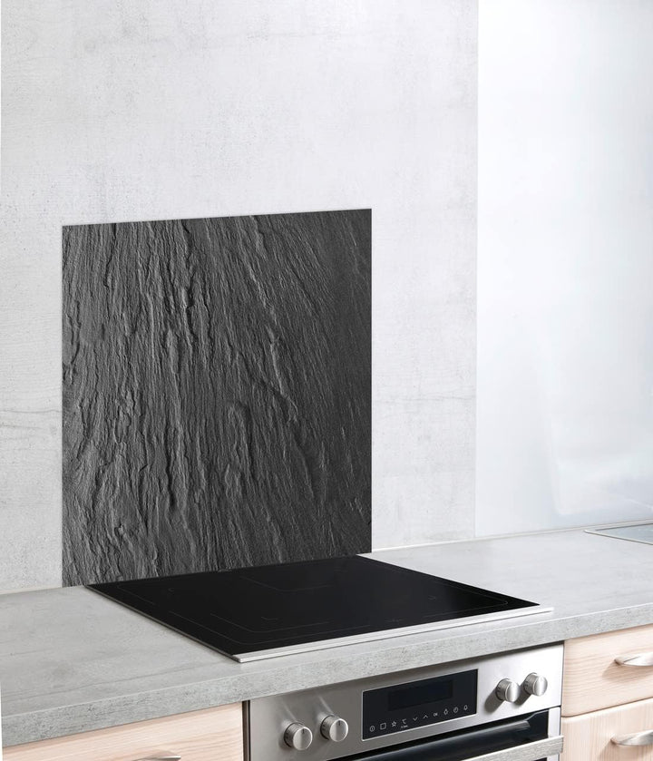 WENKO Glasrückwand Schiefer 60 x 70 cm - Spritzschutz, Gehärtetes Glas, 60 x 70 cm, Mehrfarbig