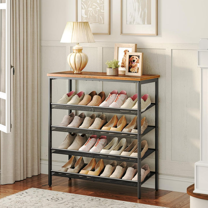 HOOBRO Schuhregal, 5-stöckiges Schuhablage, Schuhschrank, verstellbares Metallgitterregal, Geräumige