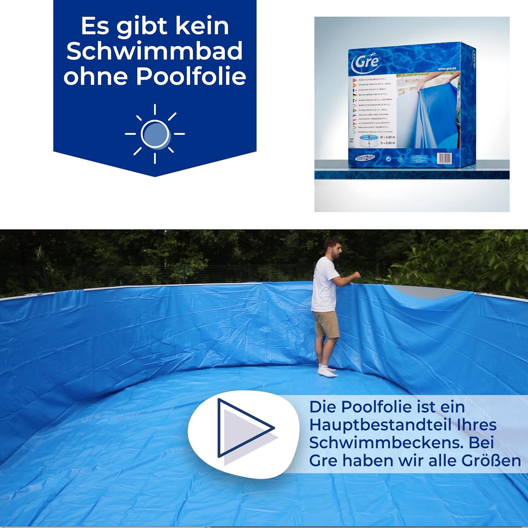 Gre FPROV610 - Poolfolie für ovale Pools, 610 x 375 x 120 cm (Länge x Breite x Höhe), blau, 610 x 37