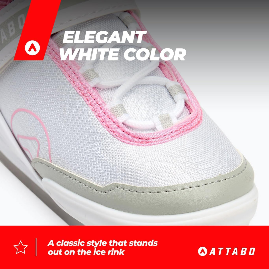 ATTABO Freizeit Schlittschuhe Damen TORA Weiss Grösse 36-41 EU Anfänger Schlittschuhe Schnalle und K