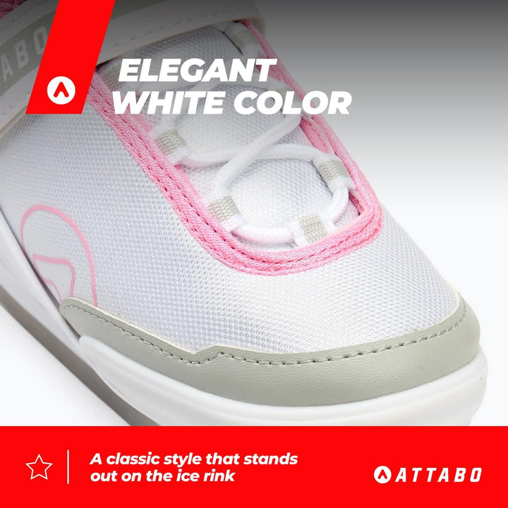 ATTABO Freizeit Schlittschuhe Damen TORA Weiss Grösse 36-41 EU Anfänger Schlittschuhe Schnalle und K
