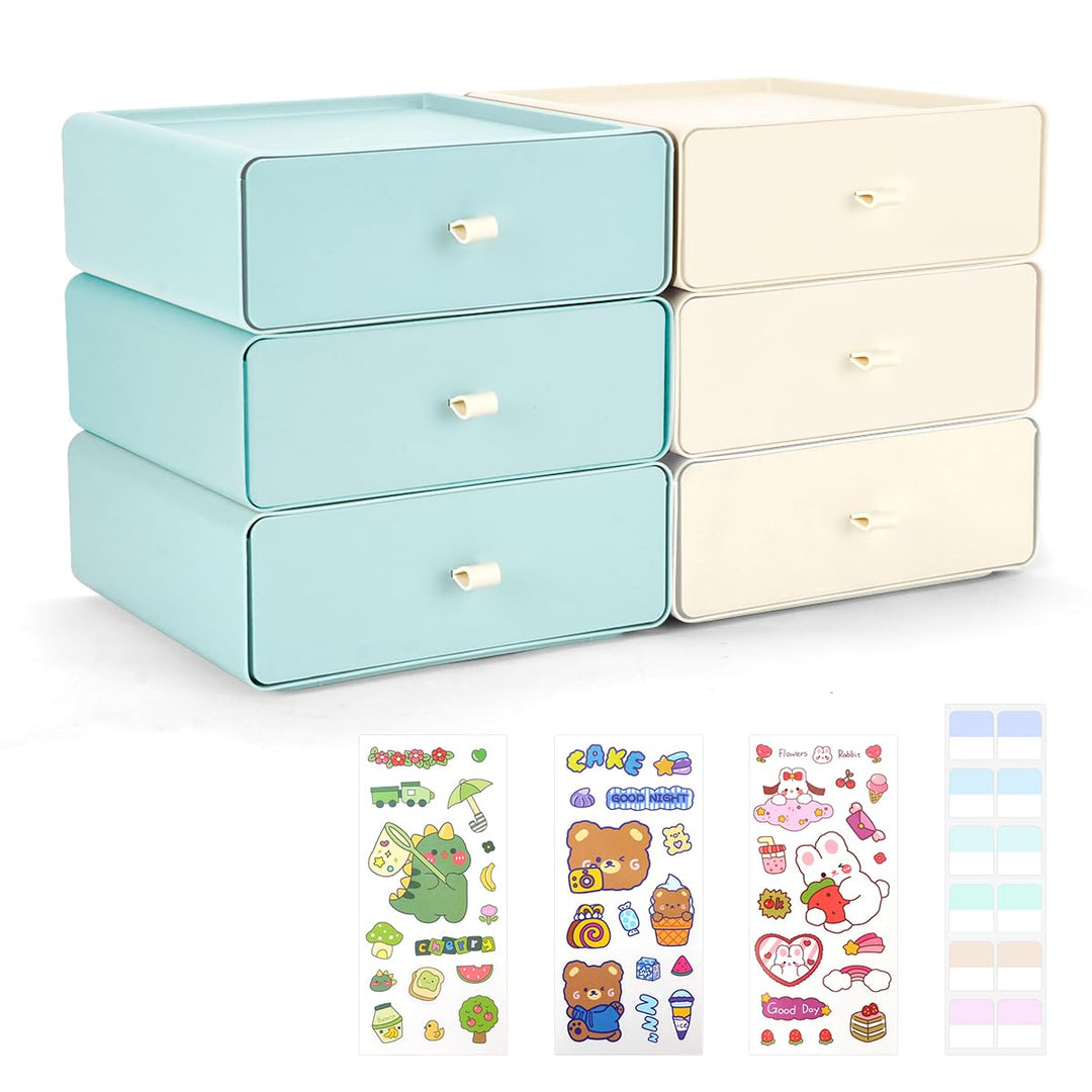 TIE-DailyNec 6 Stück Stapelbare Schubladenboxen, Kosmetik Organizer Schubladenbox, Aufbewahrungsbox
