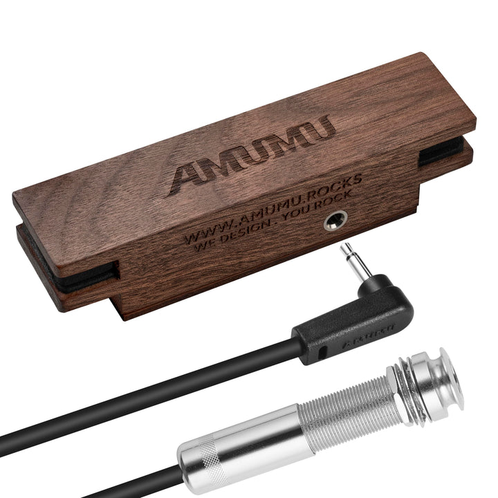 AMUMU SP31WN Schallloch-Tonabnehmer aus Walnussholz, magnetisch, für Akustikgitarren mit Stahlsaiten