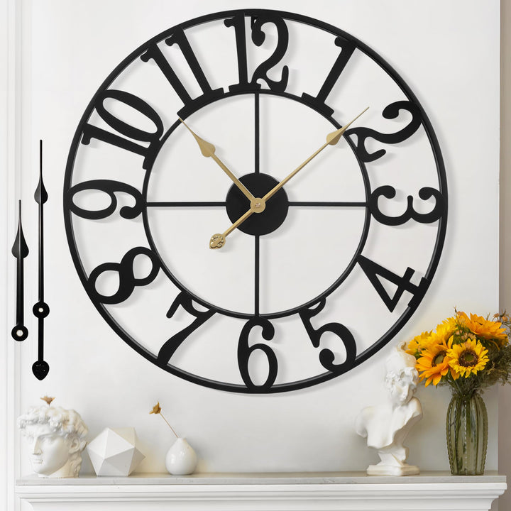Wanduhr Gross Modern Nahezu Lautlos Ohne Tickgeräusche -60cm Durchmesser Wanduhren Modern Wohnzimmer