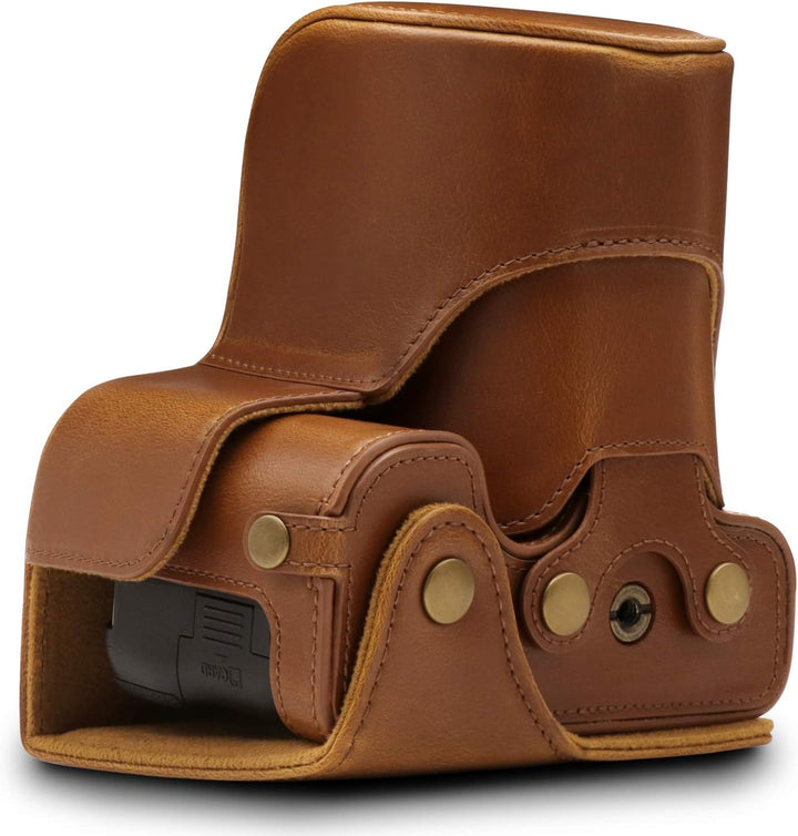 MegaGear MG1537 Nikon D3500 Ever Ready Leder Kamera-Case mit Trageriemen - Hellbraun, Hellbraun