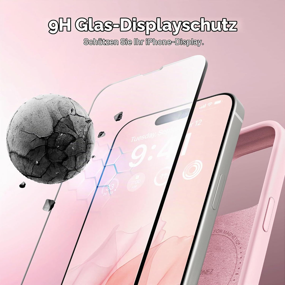 GONEZ für iPhone 15 Pro Hülle Silikon 6,1 Zoll &amp; Displayschutz, [MagSafe-kompatibel] dünne Handyhüll