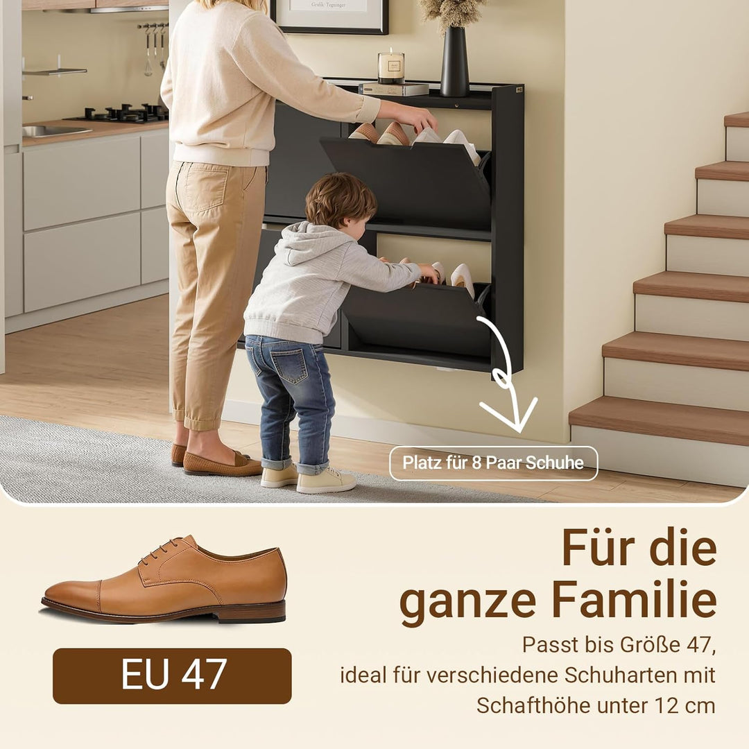 SoBuy Schuhschrank Schmal, Schuhregal, Schuhschrank Hängend mit Sensorlicht und 19 cm Tiefe, für Flu