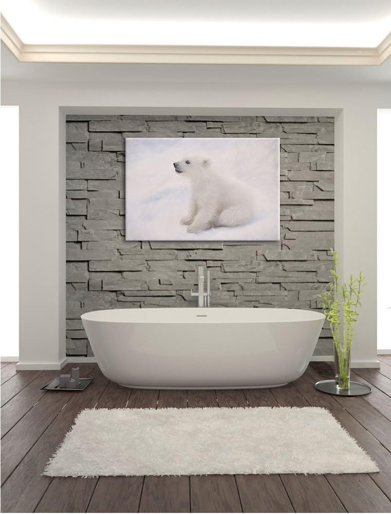 Pixxprint Eisbär Baby als Leinwandbild/Grösse: 100x70 / Wandbild/Kunstdruck/fertig bespannt, 100x70