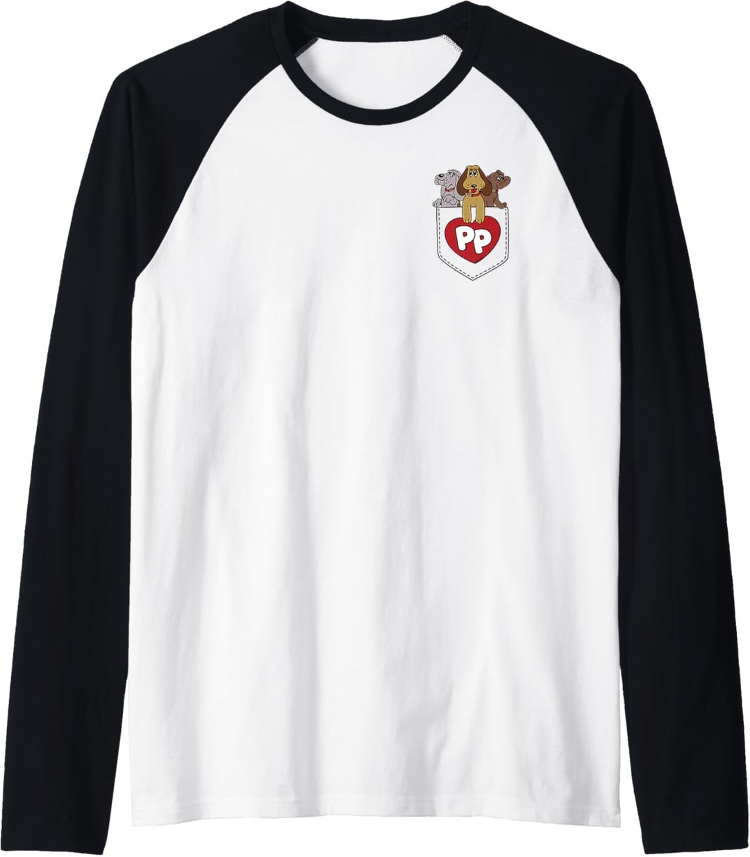 Pound Puppies Faux Pocket Puppy Heart Logo Raglan