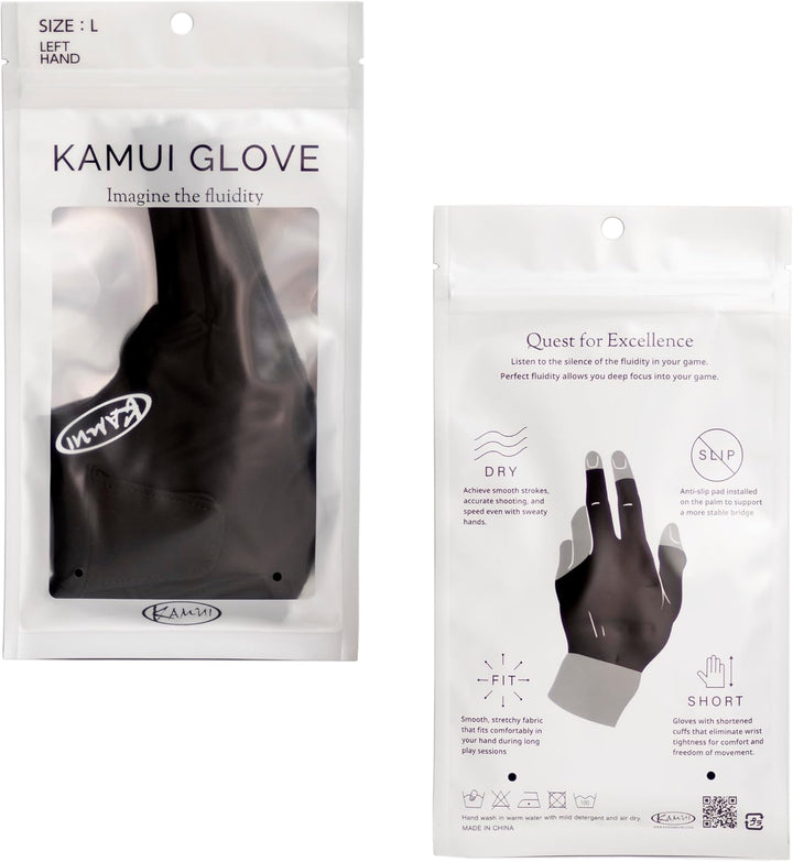 KAMUI Billardhandschuh QuickDry für linke Hand, Schwarz XL, XL