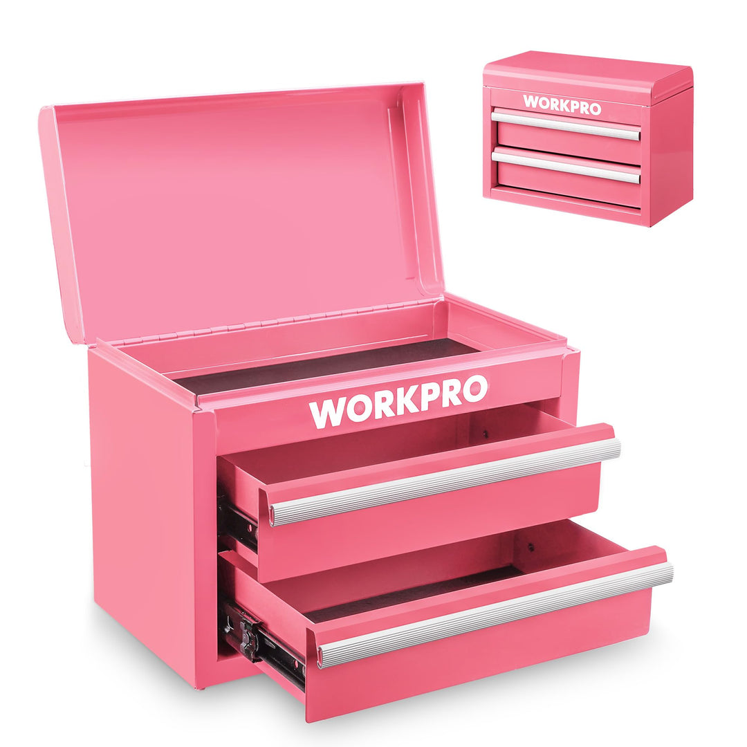 WORKPRO Metall Schubladenbox mit 2 Schubladen & Oberer Stauraum Rosa, 27,5x15x20,8cm Tisch Organizer