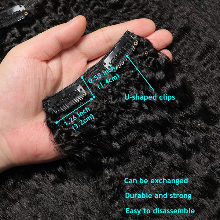 Kinky Straight Clip in Extensions Echthaar.16 Teile 240 g.Invisible Echthaar Perücke Extensions Clip