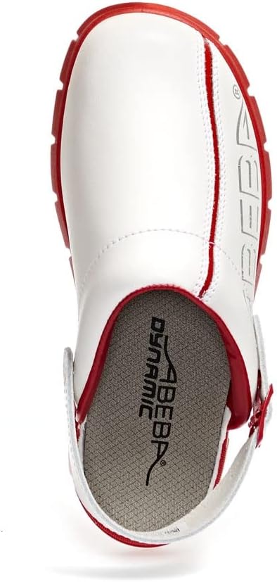 Abeba Berufsschuh-Clog Herren 7313 tools, Weiss Blau mit Aufdruck, 36 EU, 36 EU