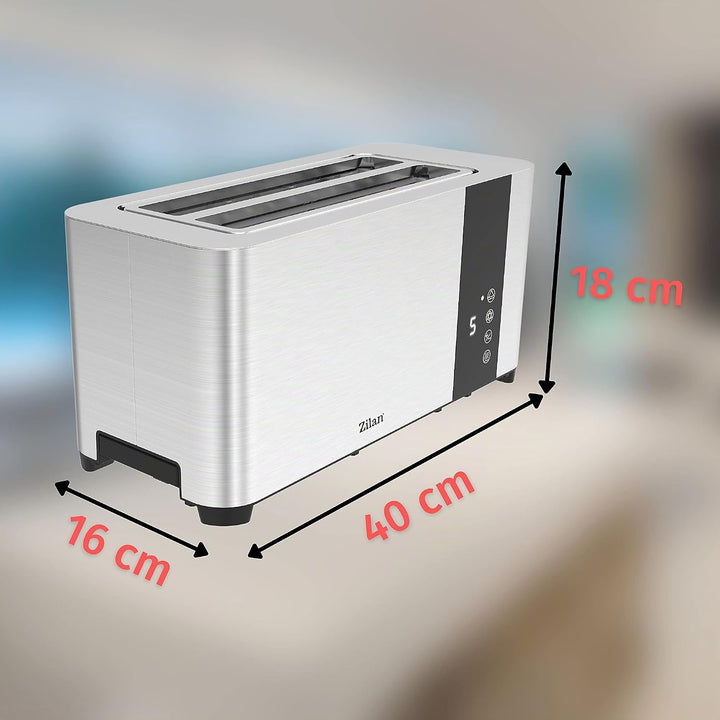 Zilan Toaster 4 Scheiben | Edelstahl | Modern | 7 Stufen | Krümelschublade | LCD Display Touchscreen