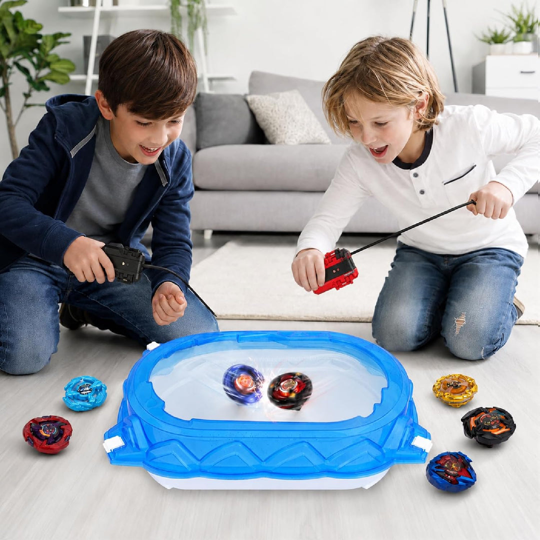 Bayblade x Arena, Kampfkreisel Set mit Arena, 6 Burst Kampfkreisel, 2 Starter &amp; Beschleunigungsschie