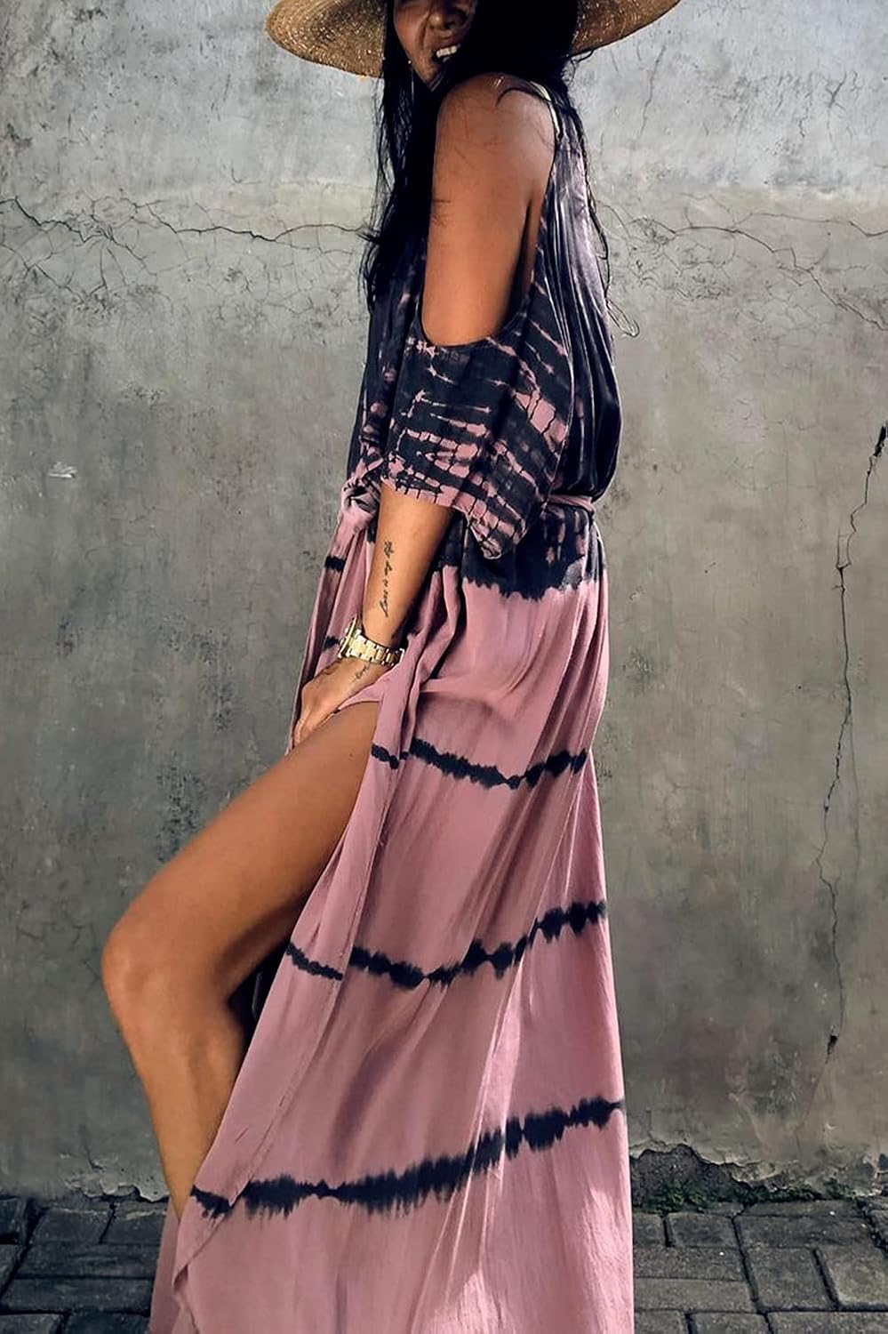YouKD Sommer Long Kaftan Bohemian Loungewear Strandbadeanzug Aufdecken Maxikleid für Damen Einheitsg