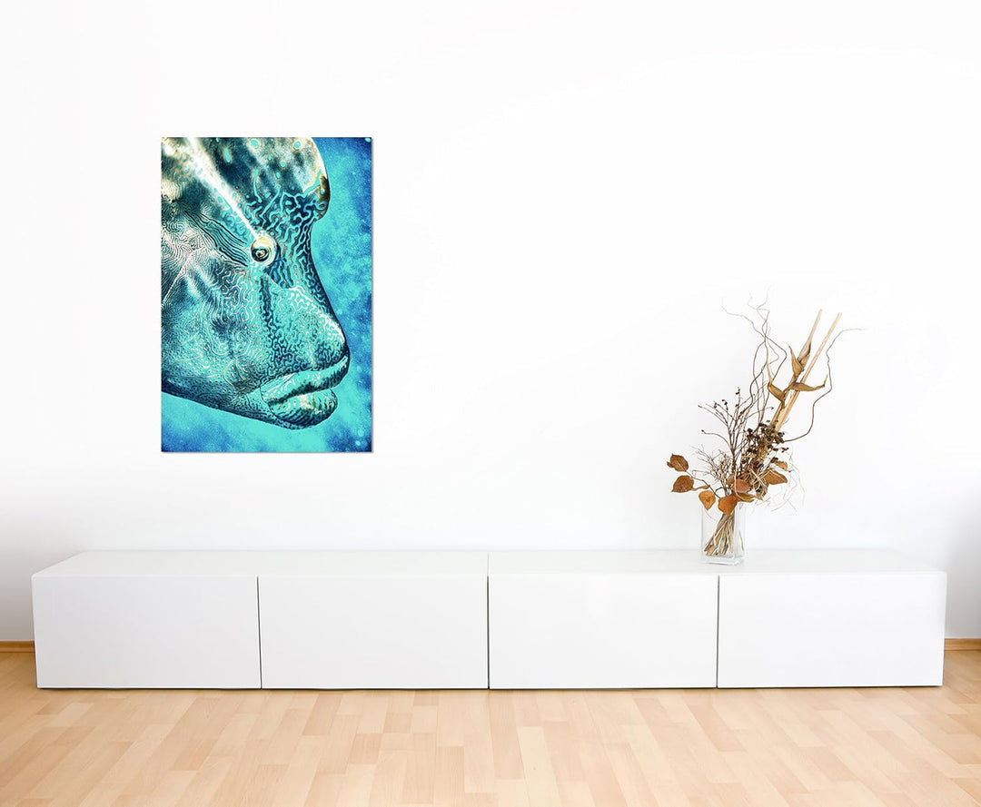 Paul Sinus Art 120x80cm - WANDBILD Napoleon-Lippfisch Korallenfisch - Leinwandbild auf Keilrahmen mo