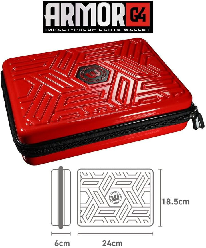 WINMAU Armor G4 Darts Geldbörse - Rot Darts-Etui für komplett montierte Dart und Zubehör - Stossfest