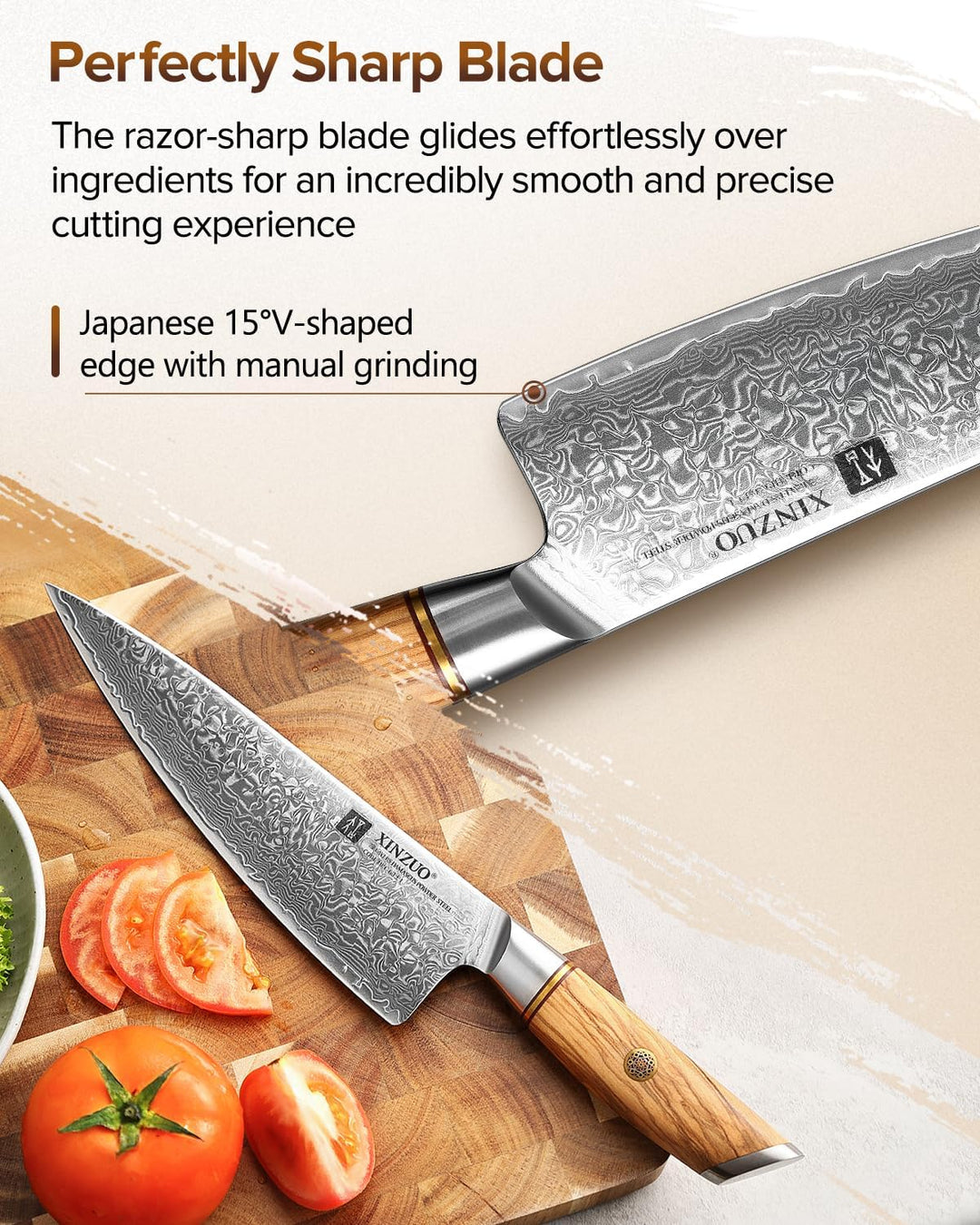 XINZUO 21.2cm Kochmesser 73 Schichten Damastpulverstahl, profi Chefmesser japanisches Gyuto-Messer,