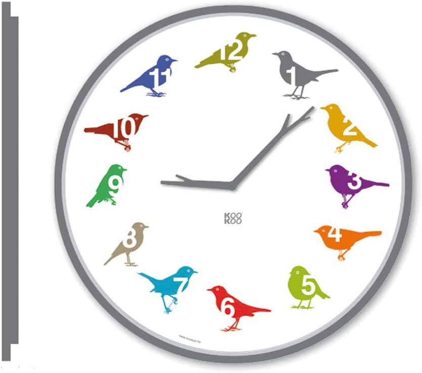 KOOKOO UltraFlat Color, Moderne Singvogeluhr mit 12 heimischen Vogelstimmen, Color