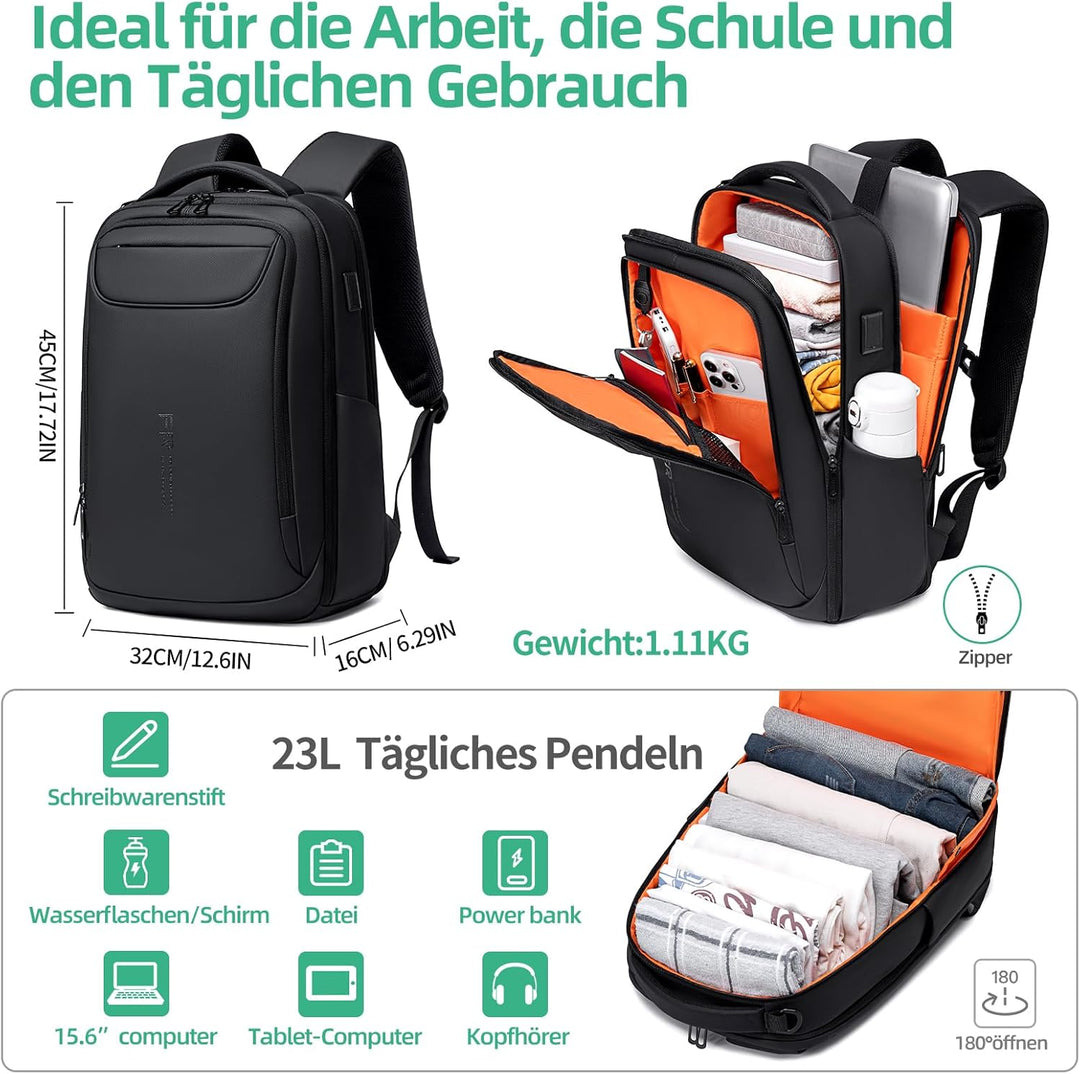 Wasserdichter Laptop Rucksack Herren, 15,6 Zoll Business Rucksack Herren, 1800D laptoptasche, elegan