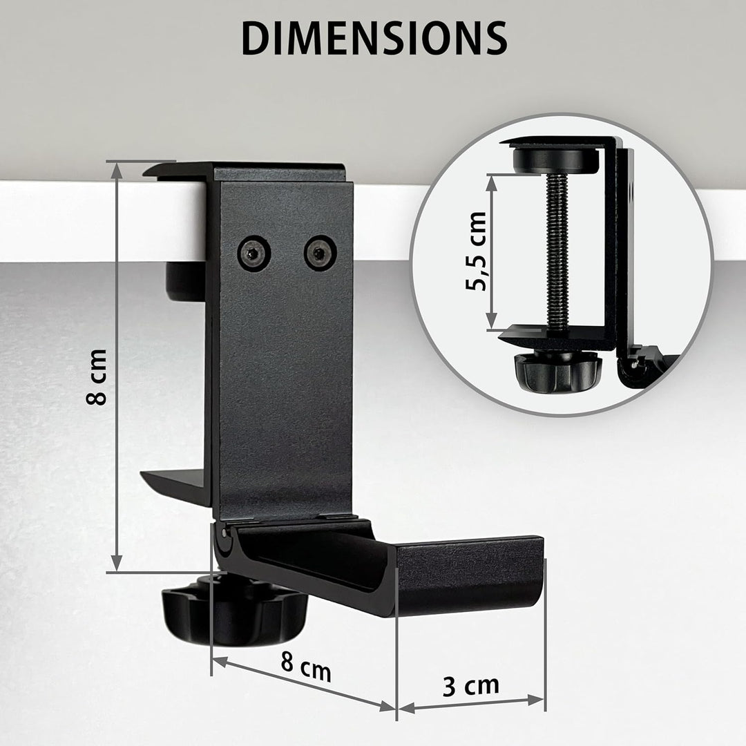 MyGadget Kopfhörer Halter [ 90 Grad Drehbar ] - Faltbarer Headset Ständer aus Metall - Universal Hal